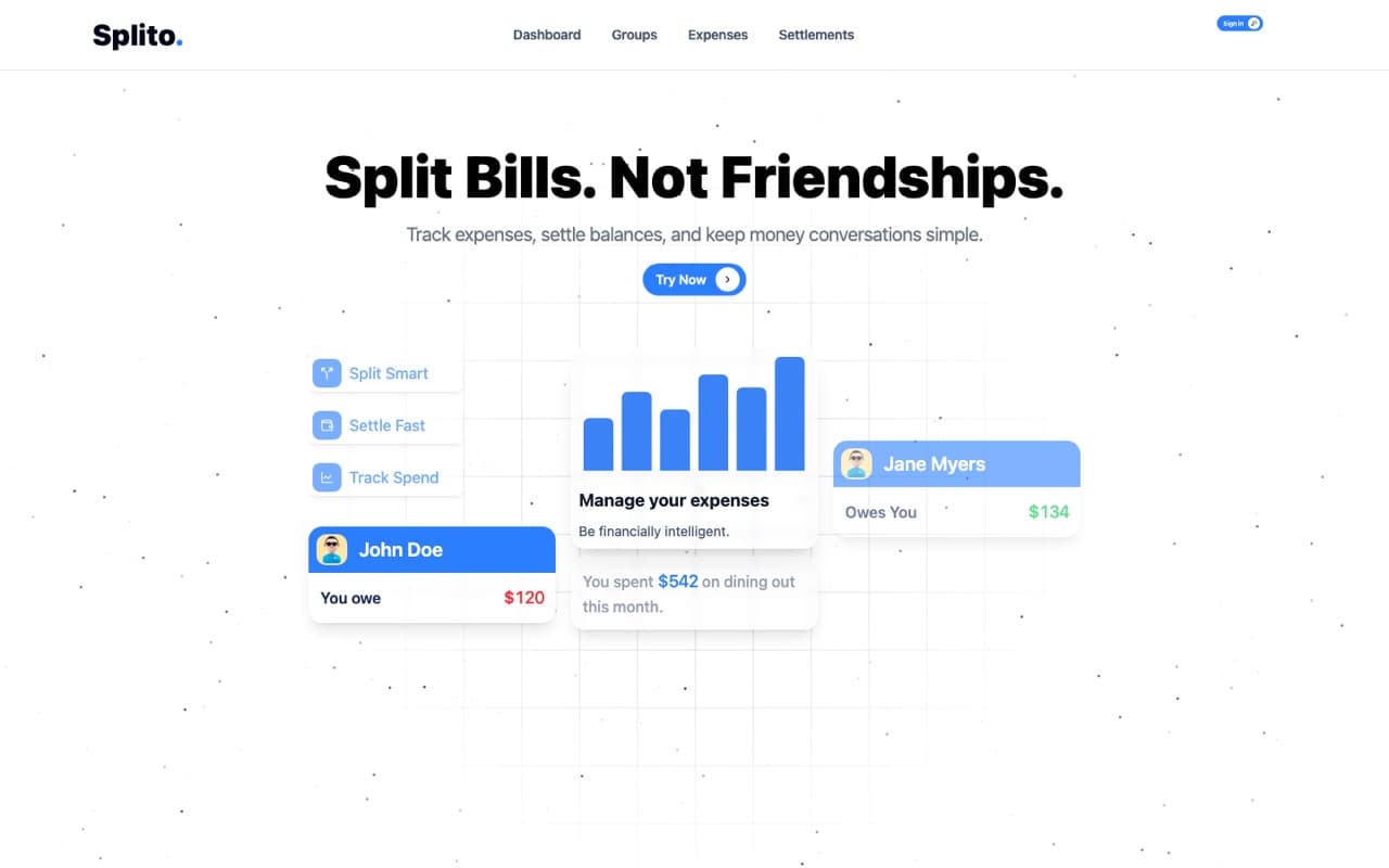 Splito landing page